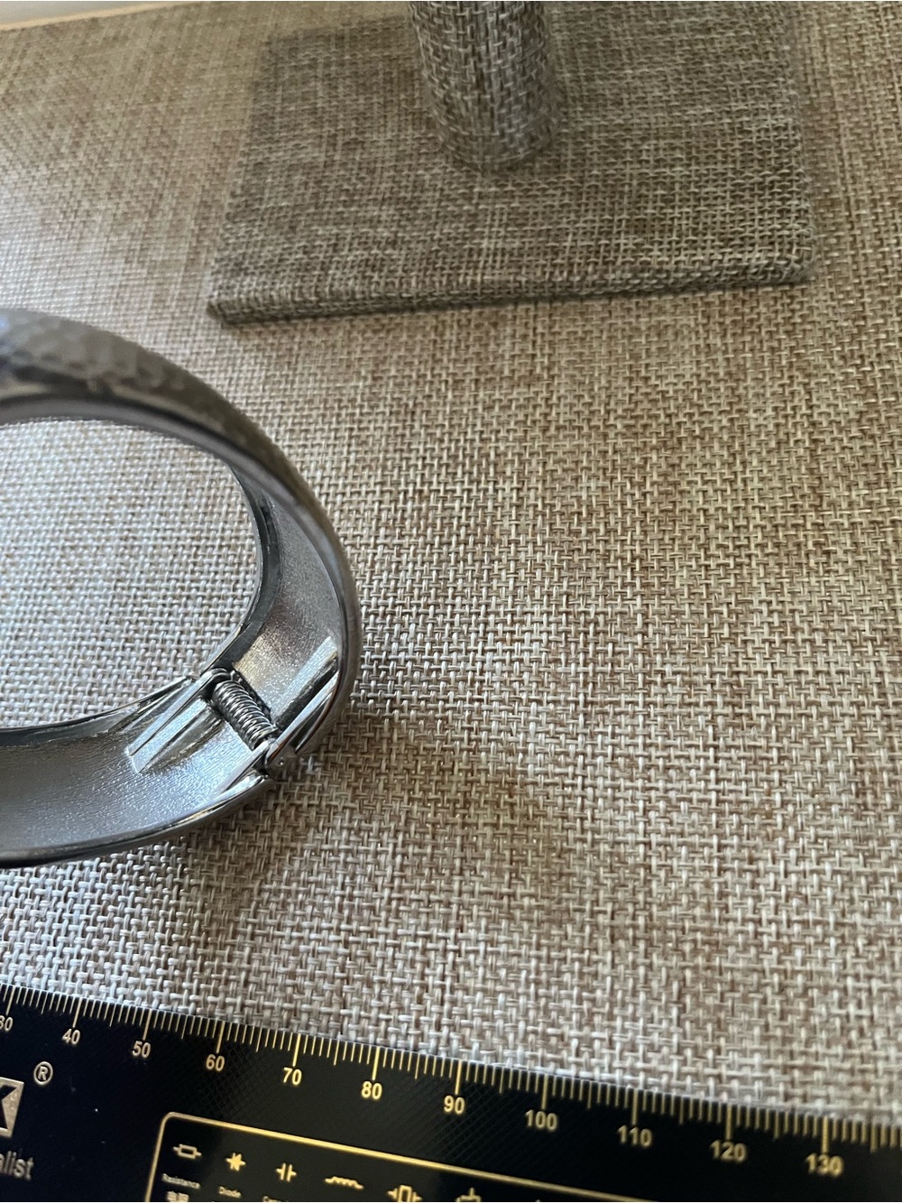 Hammered Silver Cuff Bracelet - Wide Open Bangle - Picture 5 of 9